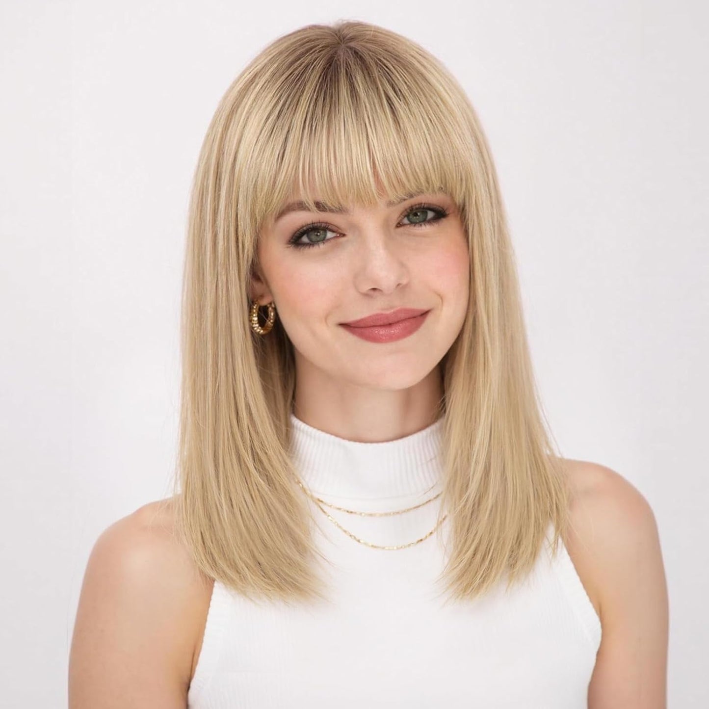 Wear but free KKU - Peluca de cabello humano de 16 pulgadas, peluca...