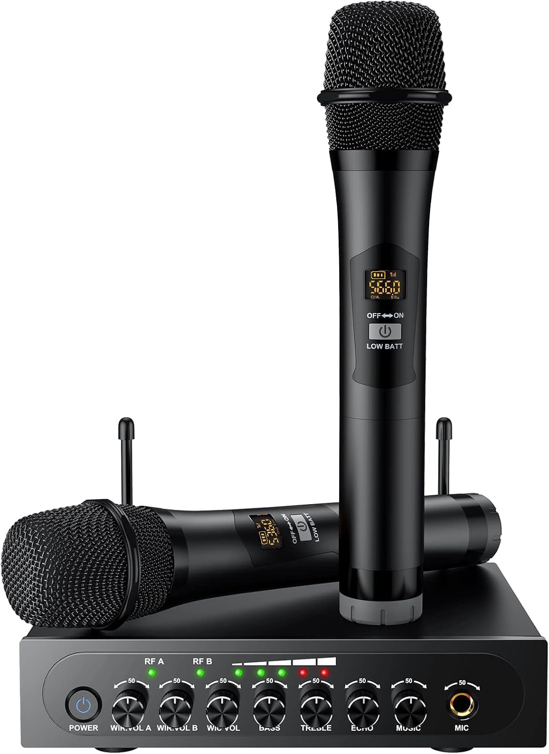 PROZOR Micrófono Inalámbrico UHF con Control de Volumen, Agudos, Gr...