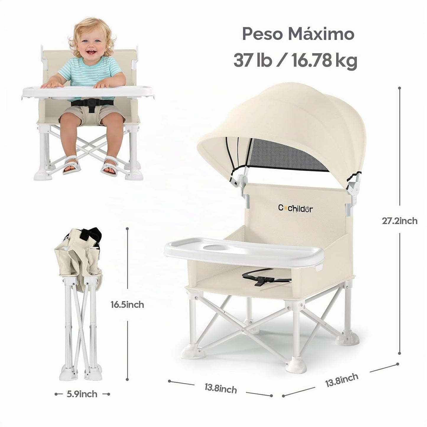 Cochildor - Silla de bebé portátil 4 en 1, asiento elevador plegabl...