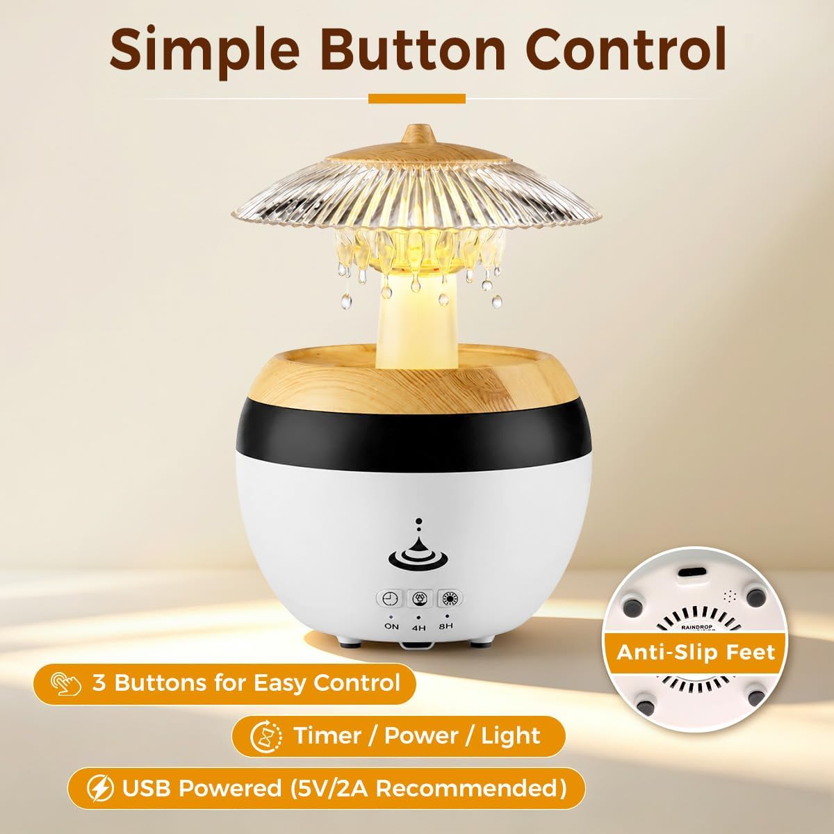 Bsdgeclogy Humidificador de gotas de lluvia, humidificador de niebl...