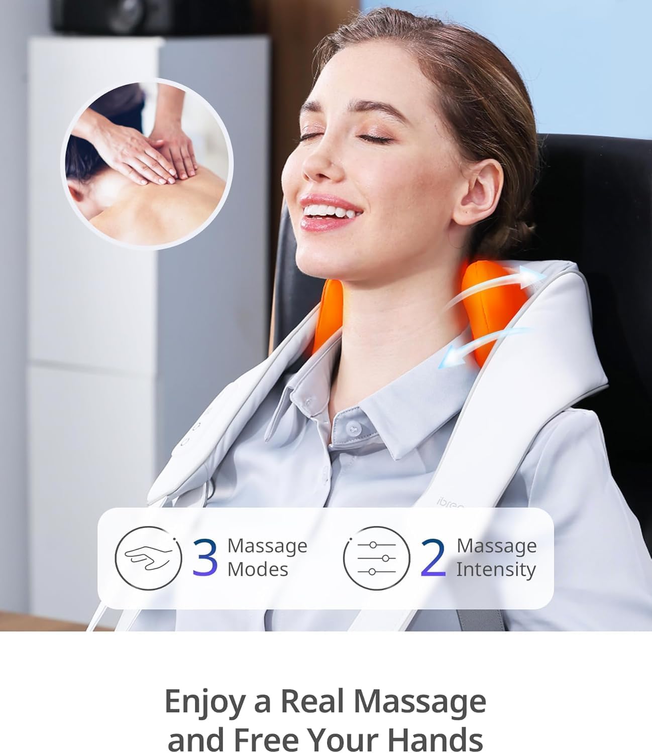 ibreo Masajeador inalámbrico de cuello y espalda con calor, amasado...