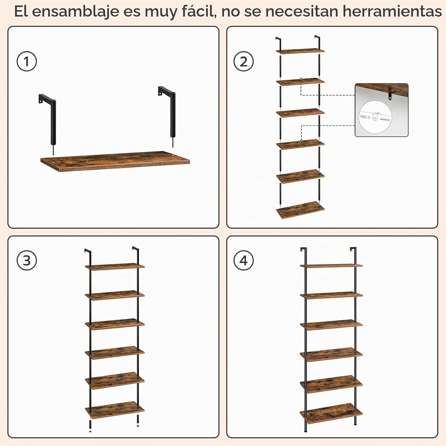 HOOBRO Estantería de escalera de bricolaje, estantería de pared de...