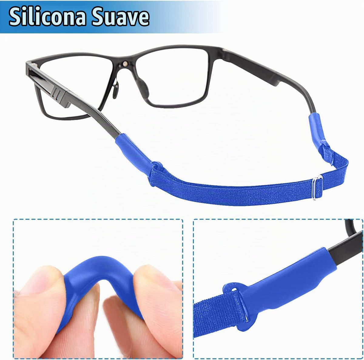 Enenfly Correas ajustables para gafas, paquete de 3 retenedores de...