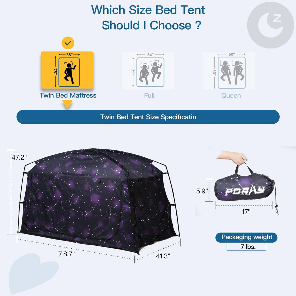 Tienda de campaña para cama, dosel portátil para cama con privacida...