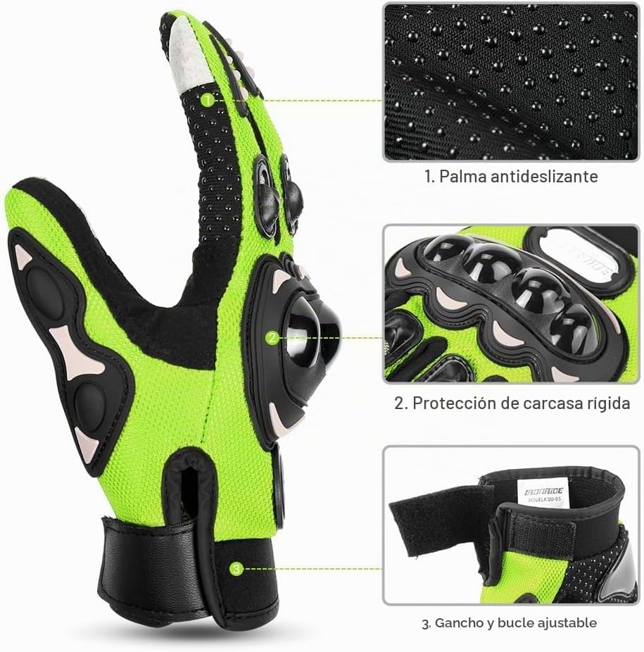 Dirtbike - Guantes para hombre, fibra de poliéster\/carbono, protec...