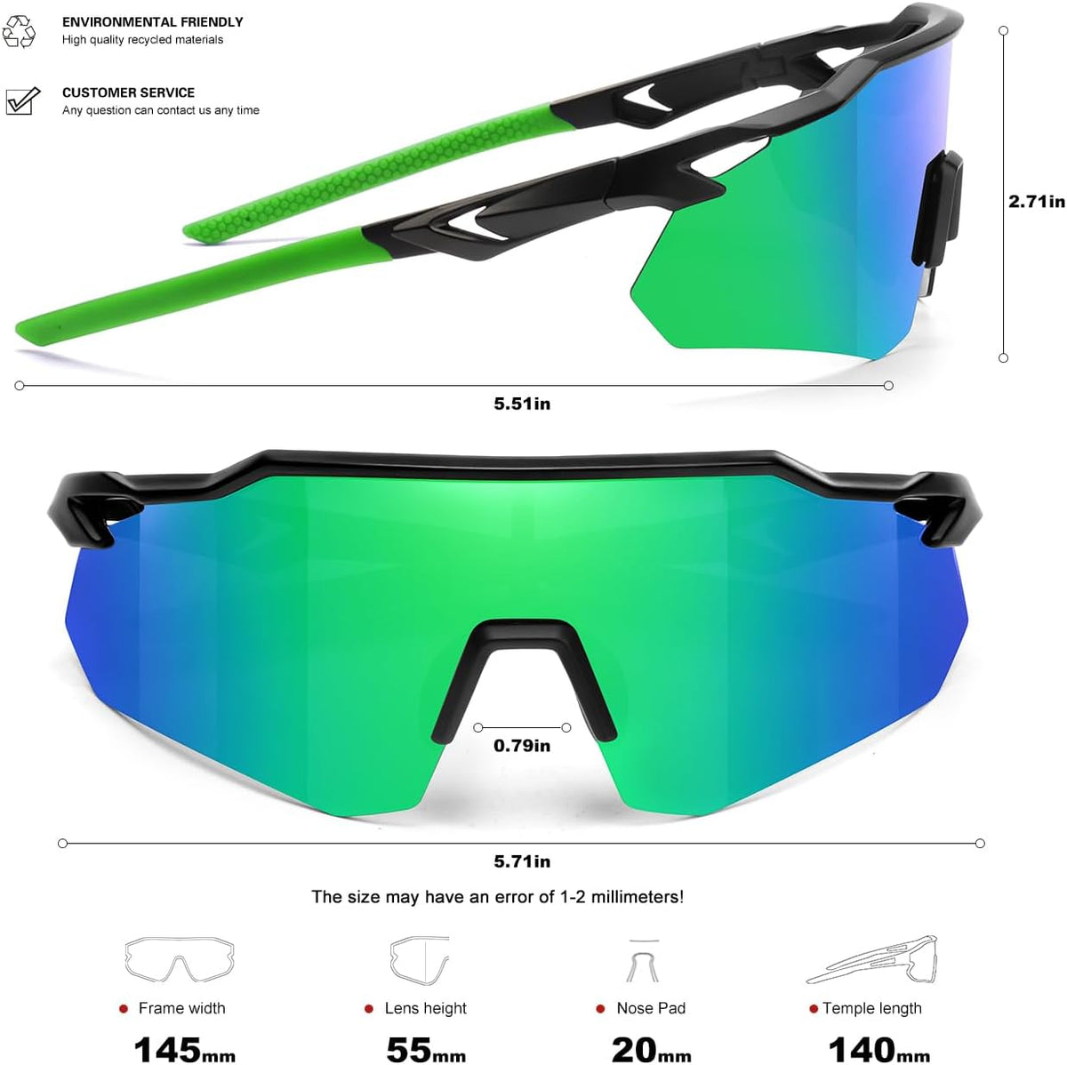 SEKKAF Gafas de sol deportivas polarizadas para hombres y mujeres,...