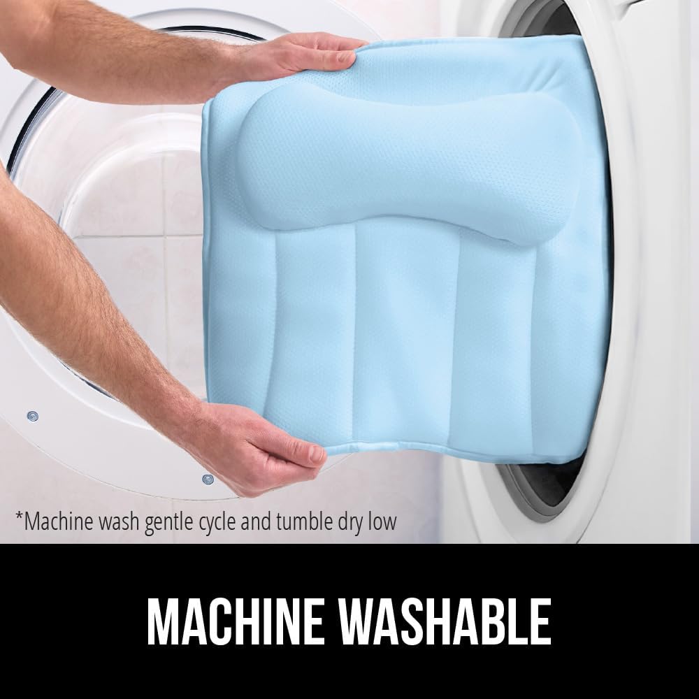 GORILLA GRIP Almohada de baño para bañera, 6 ventosas fuertes, mall...