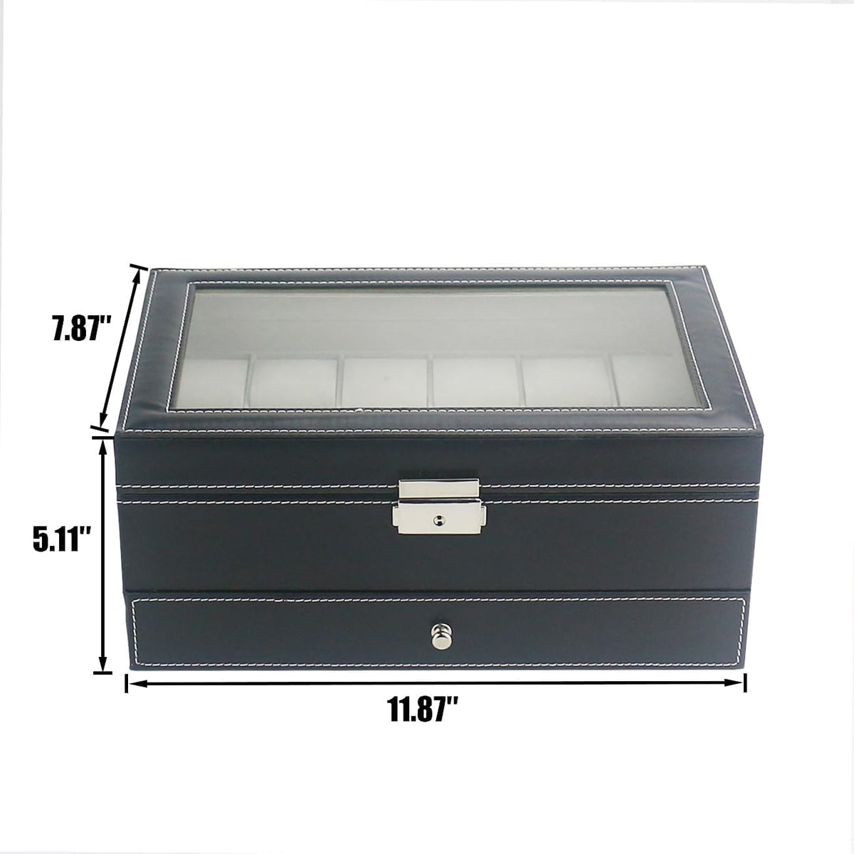 Ogrmar Cajas de almacenamiento de relojes con 12 ranuras de cuero P...