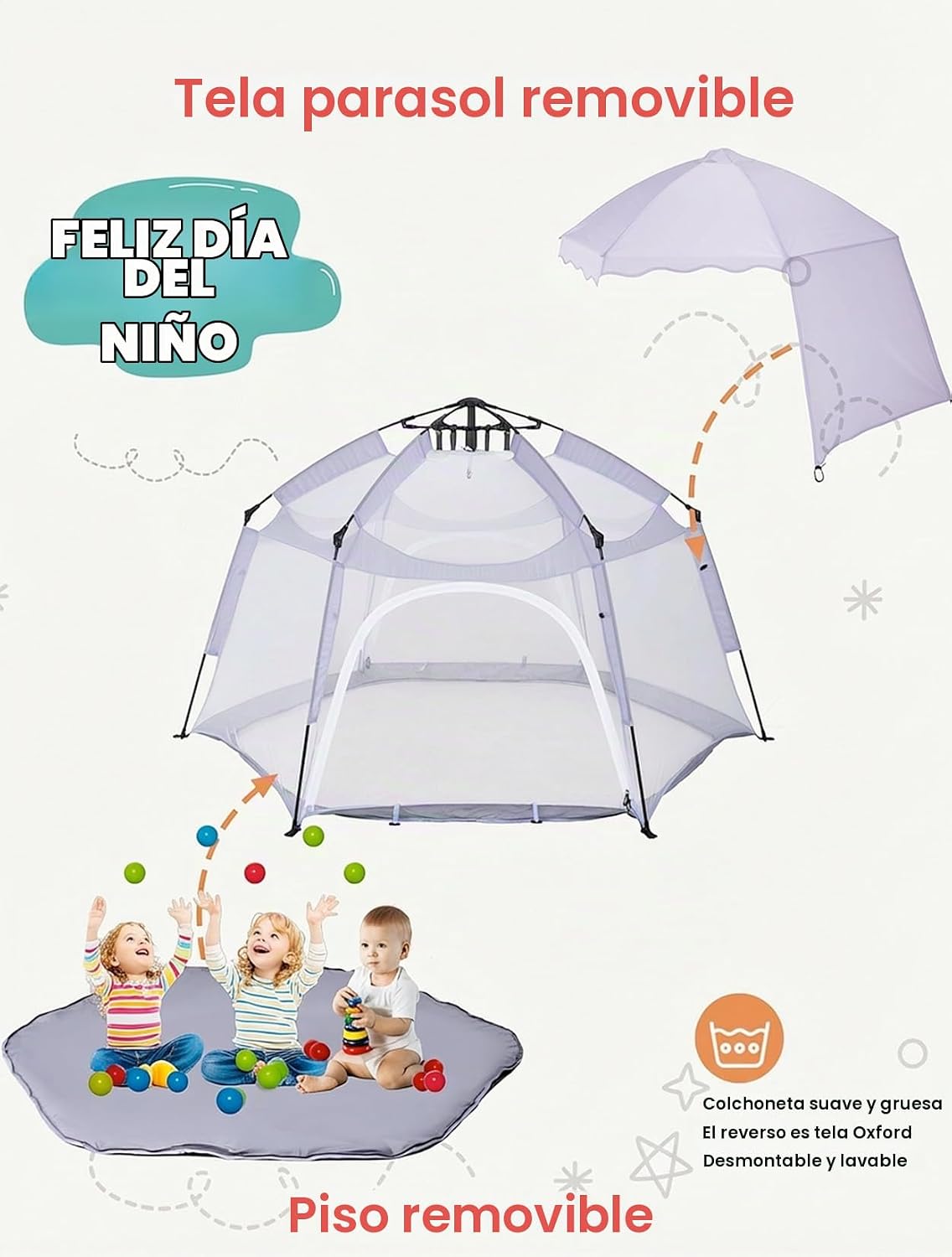 Porayhut Tienda de campaña grande desplegable para niños, casa de j...