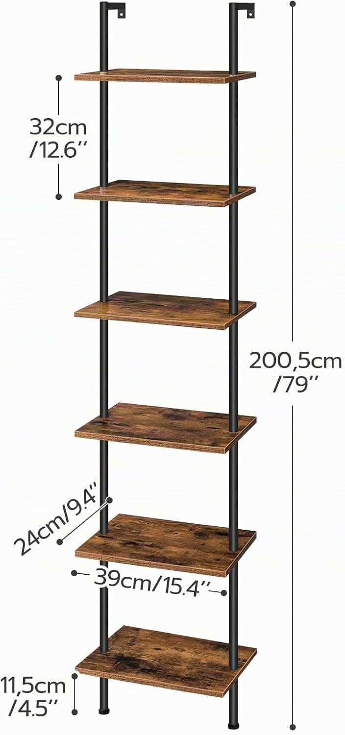 Hoobro Estantería de escalera DIY, estantería de 6 niveles de mader...