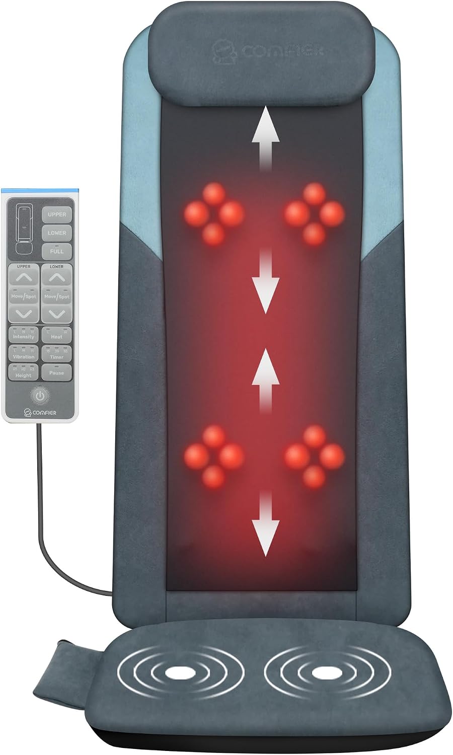 COMFIER Masajeador de espalda Shiatsu con calor, rodillos 3D de mot...