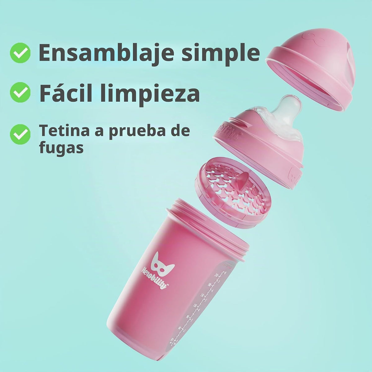 Herobility biberones anticólicos dobles para bebé \u2013 340 ml \u2...