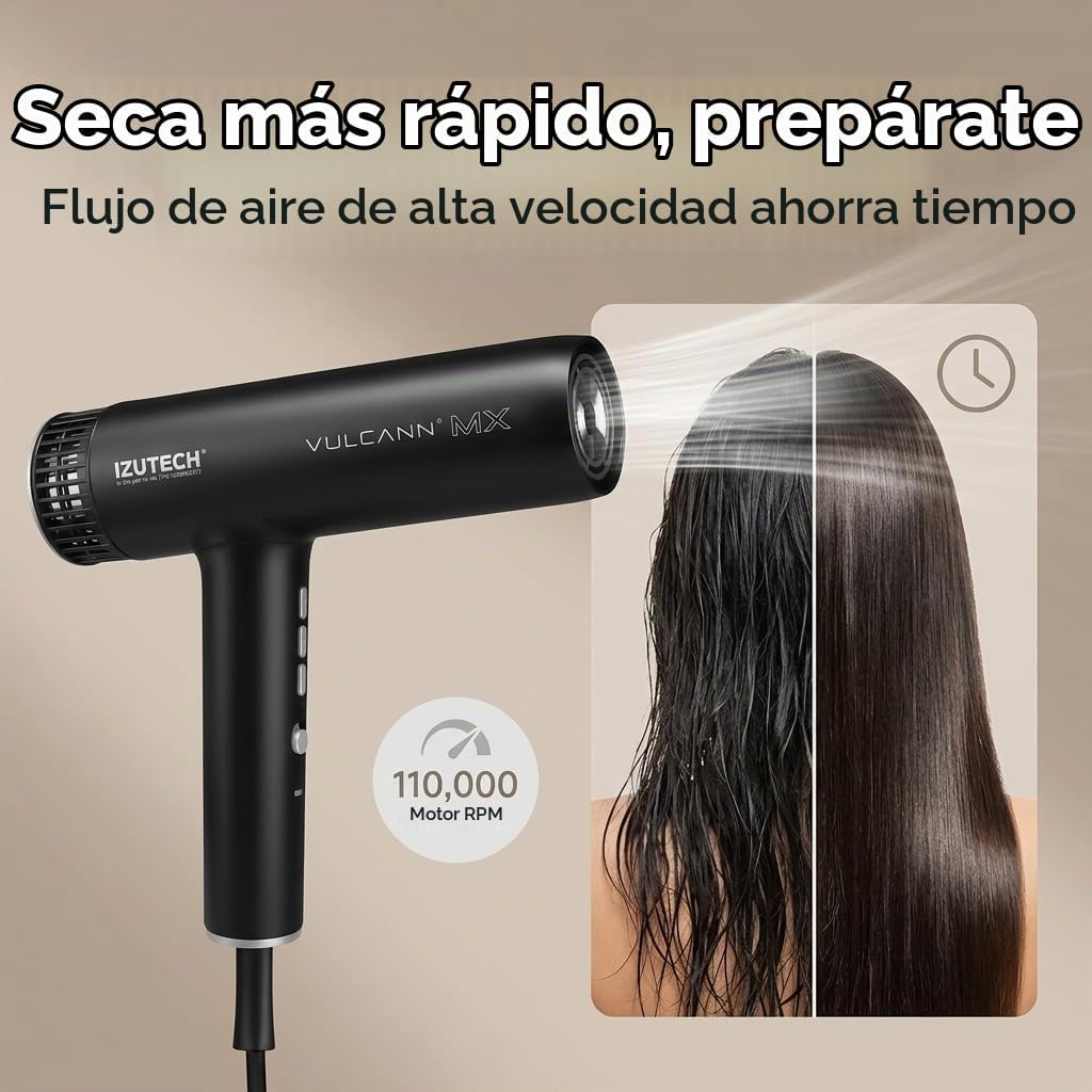 IZUTECH Vulcann MX 2.0 - Secador de pelo iónico con difusor, 1875 v...