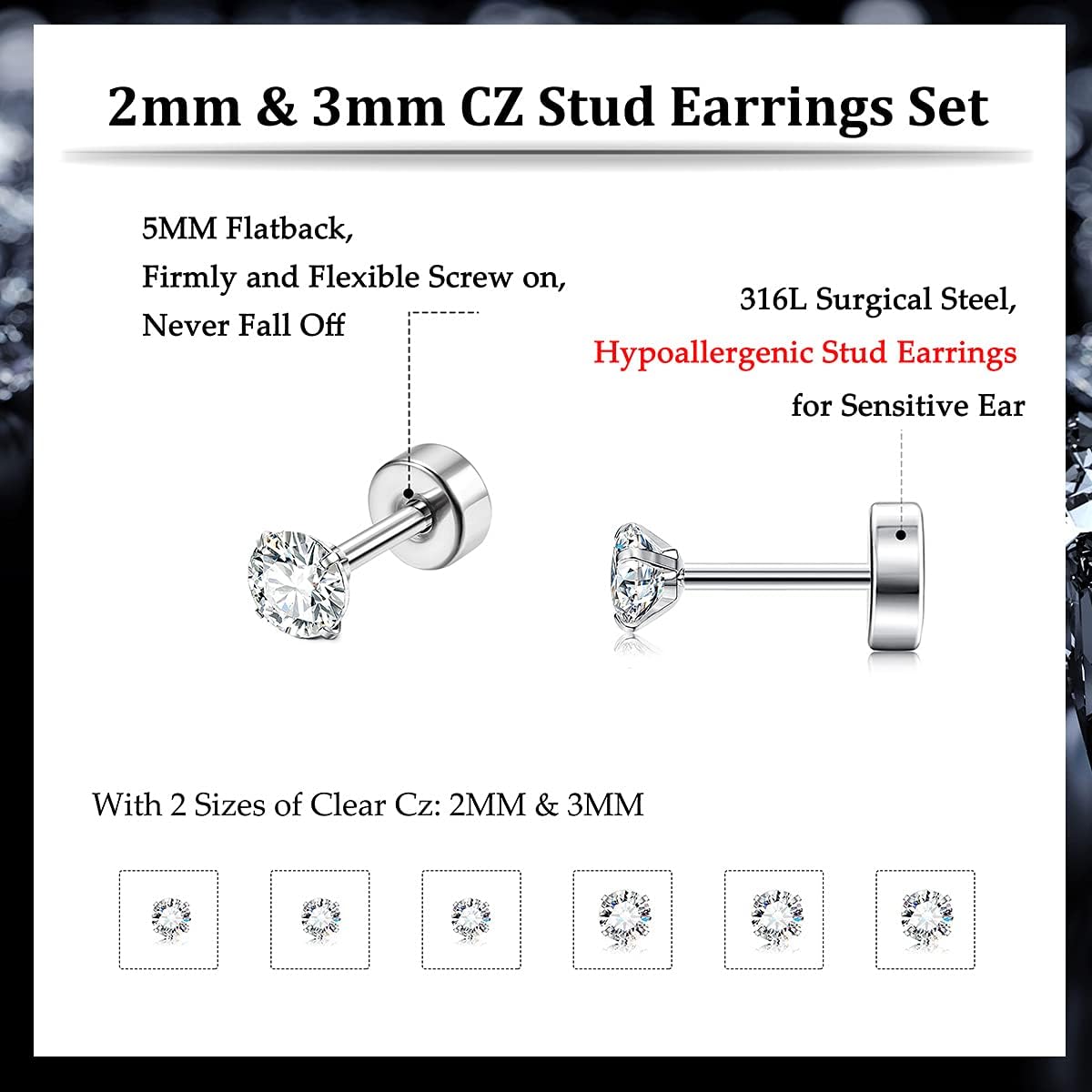 Fansilver Pendientes hipoalergénicos de 0.71 oz con parte trasera p...