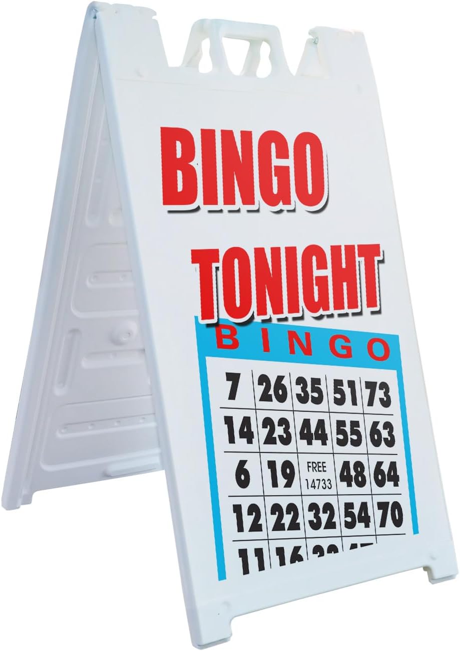 Letrero de doble cara con marco en A para acera, Bingo Tonight de 2...