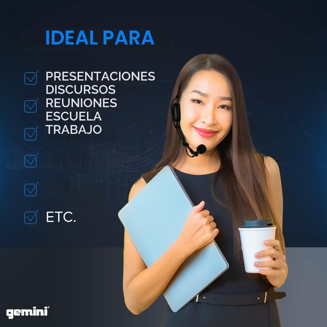 Gemini Auriculares inalámbricos UHF y sistema de micrófono Lavalier...