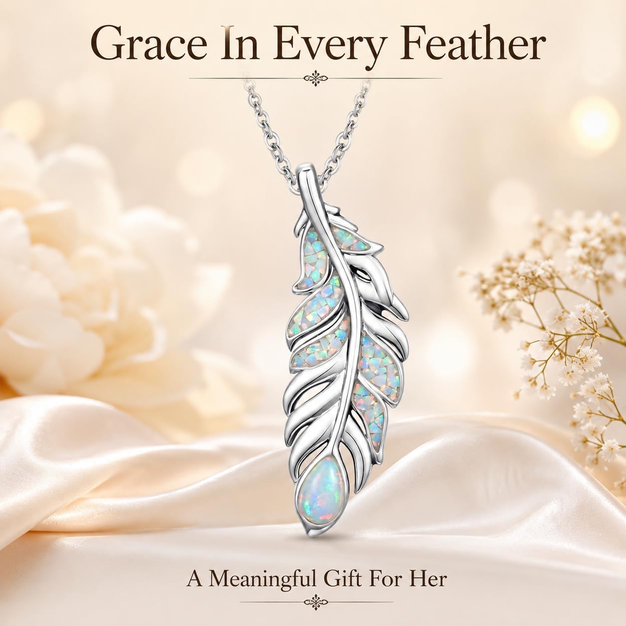 Teetyyt Collar de Plumas de Turquesa para Mujer Chapado en Oro Blan...