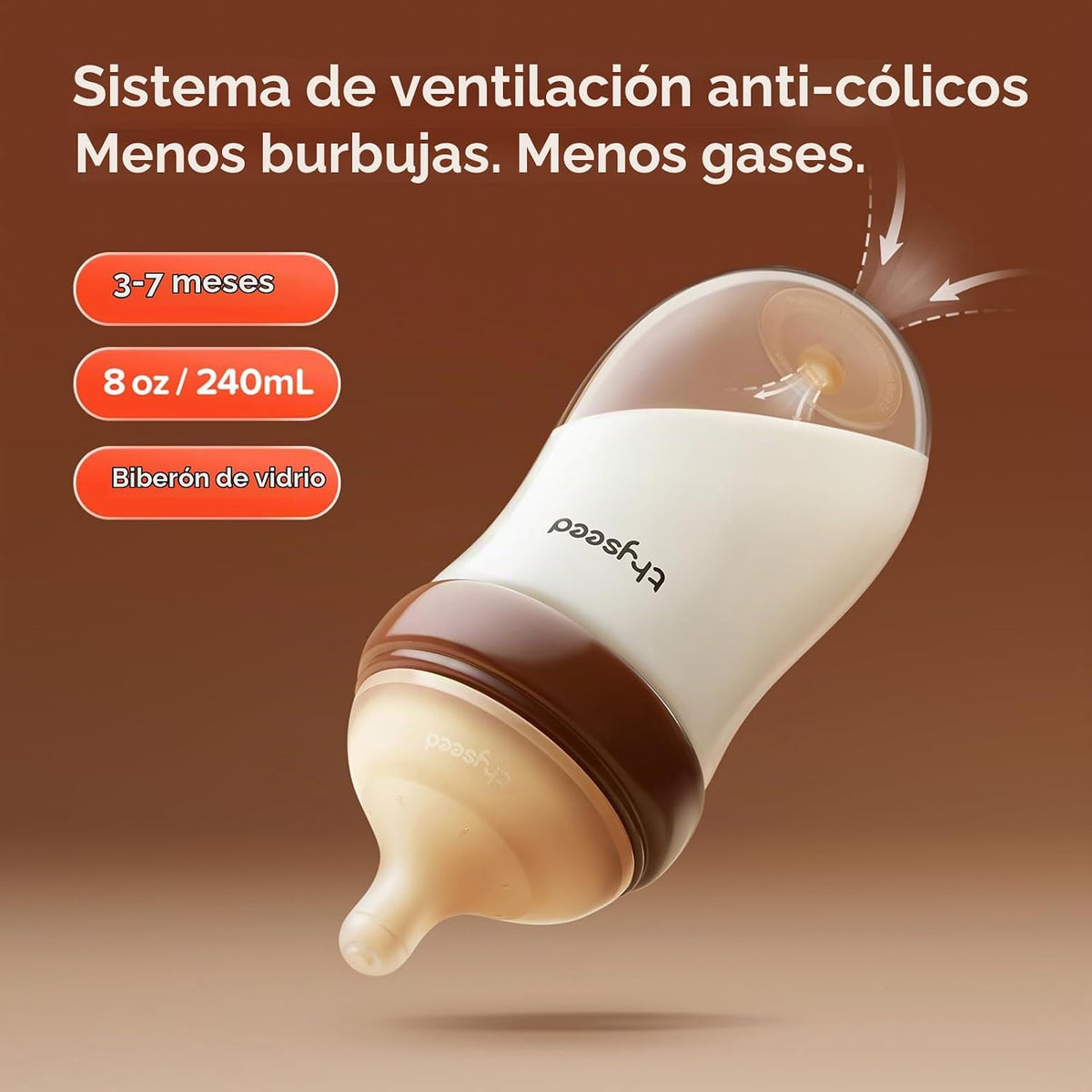 Thyseed Biberones Anticólicos Naturales de Vidrio para Bebés | Bibe...