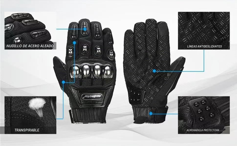 Madmotor Guantes de seguridad reforzados con protección de nudillos...
