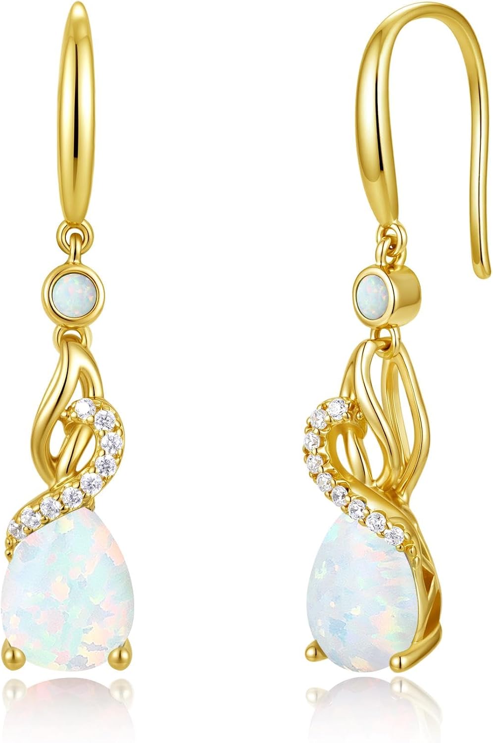 FANCIME Pendientes colgantes con piedra natal de pera para mujer de...