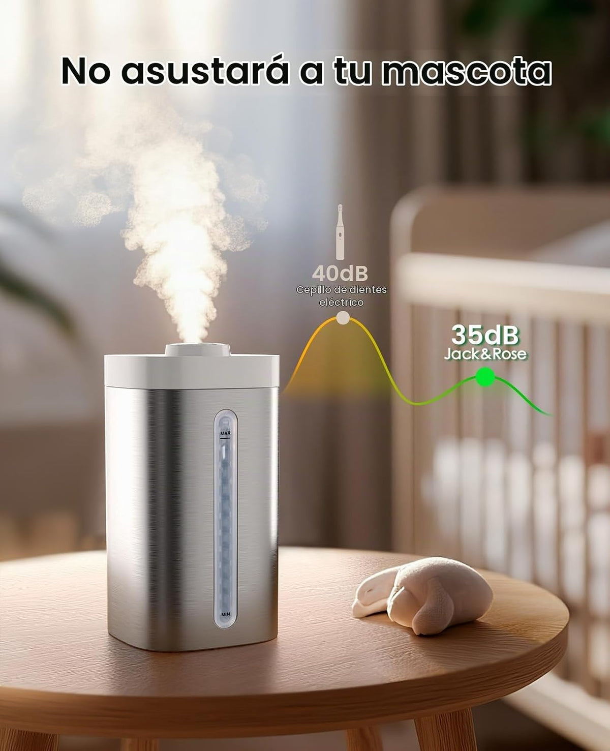 Jack &amp; Rose Humidificador de acero inoxidable, fácil de limpiar...