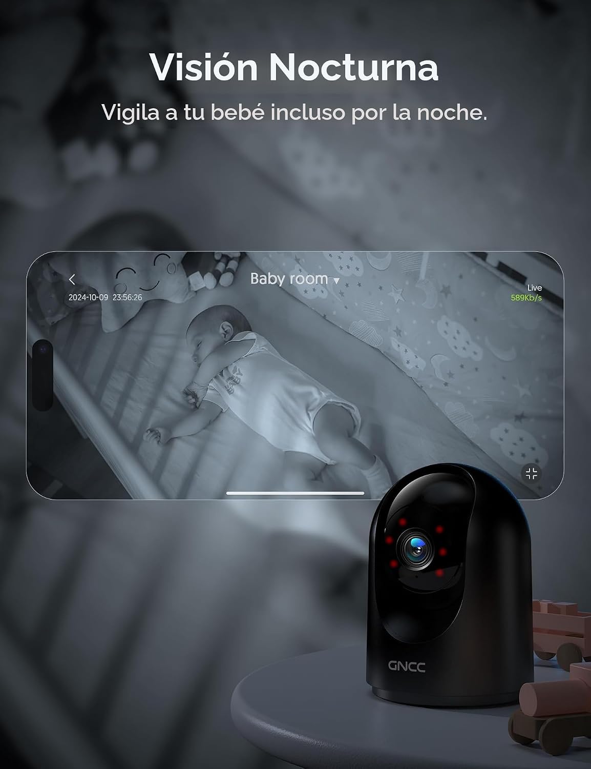 Cámara de seguridad GNCC para interiores, cámaras 2K para seguridad...