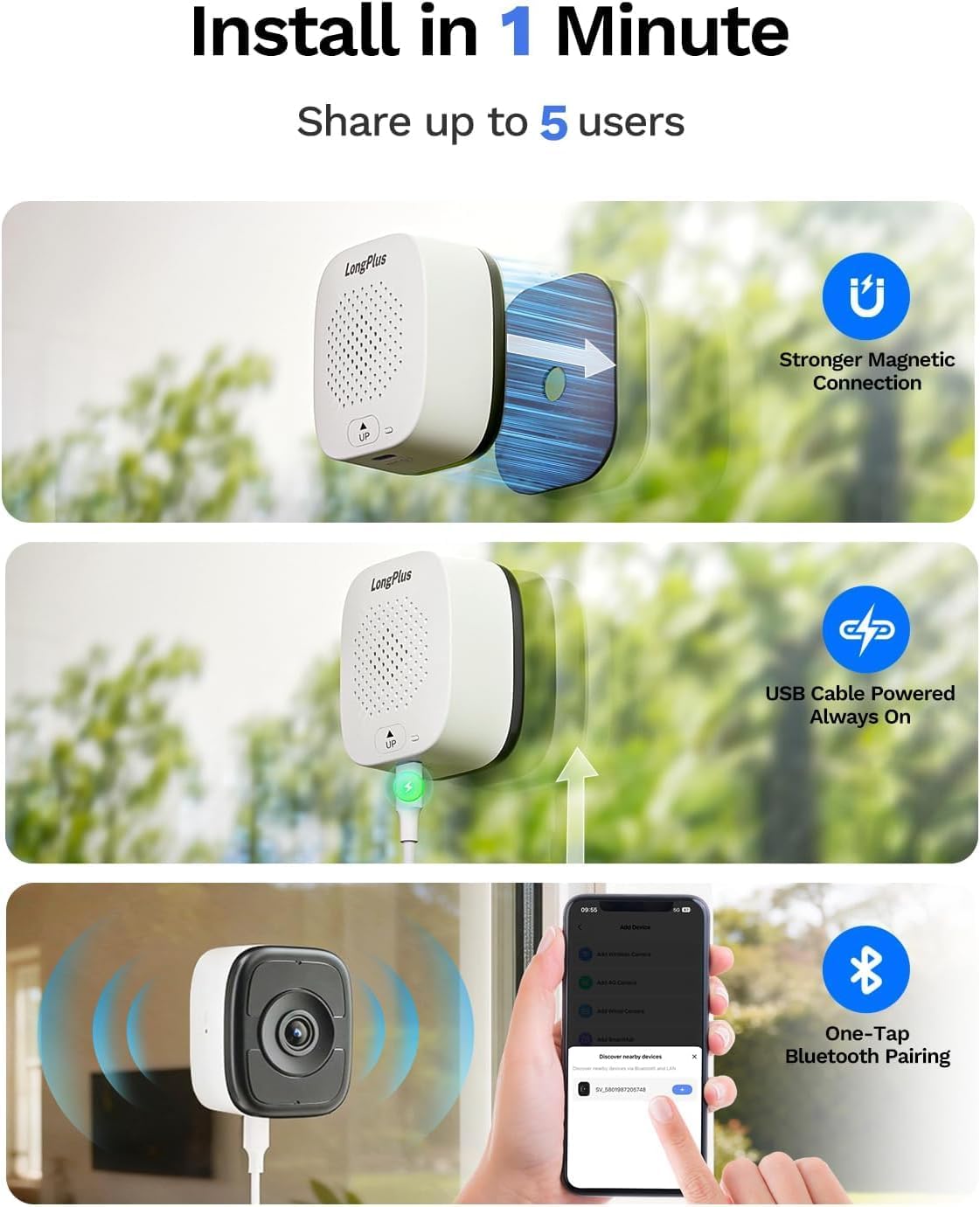 LongPlus cámara de seguridad de la ventana de 5MP 3K Safeview, cáma...