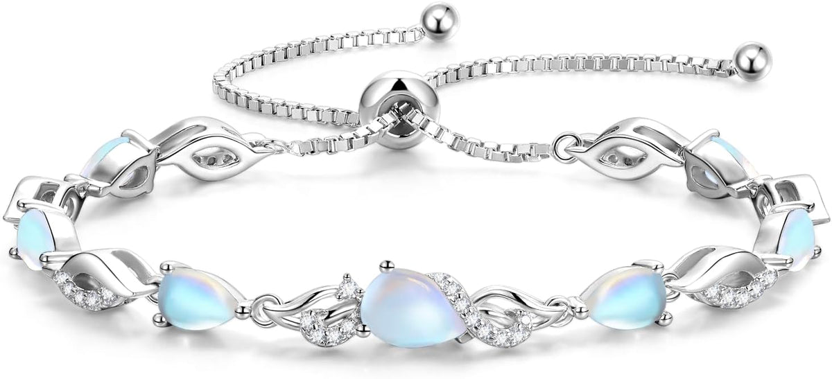 FANCIME Pulsera de piedra natal para mujer Pulsera de tenis ajustab...