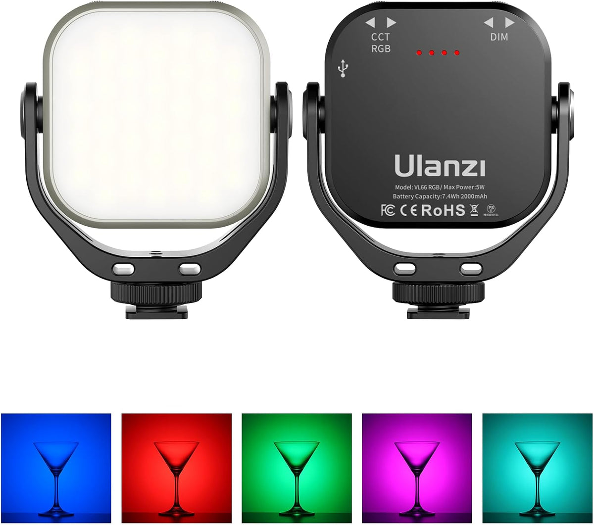 ULANZI VL66 RGB ajustable recargable 2500-6500K - Mini luz portátil...
