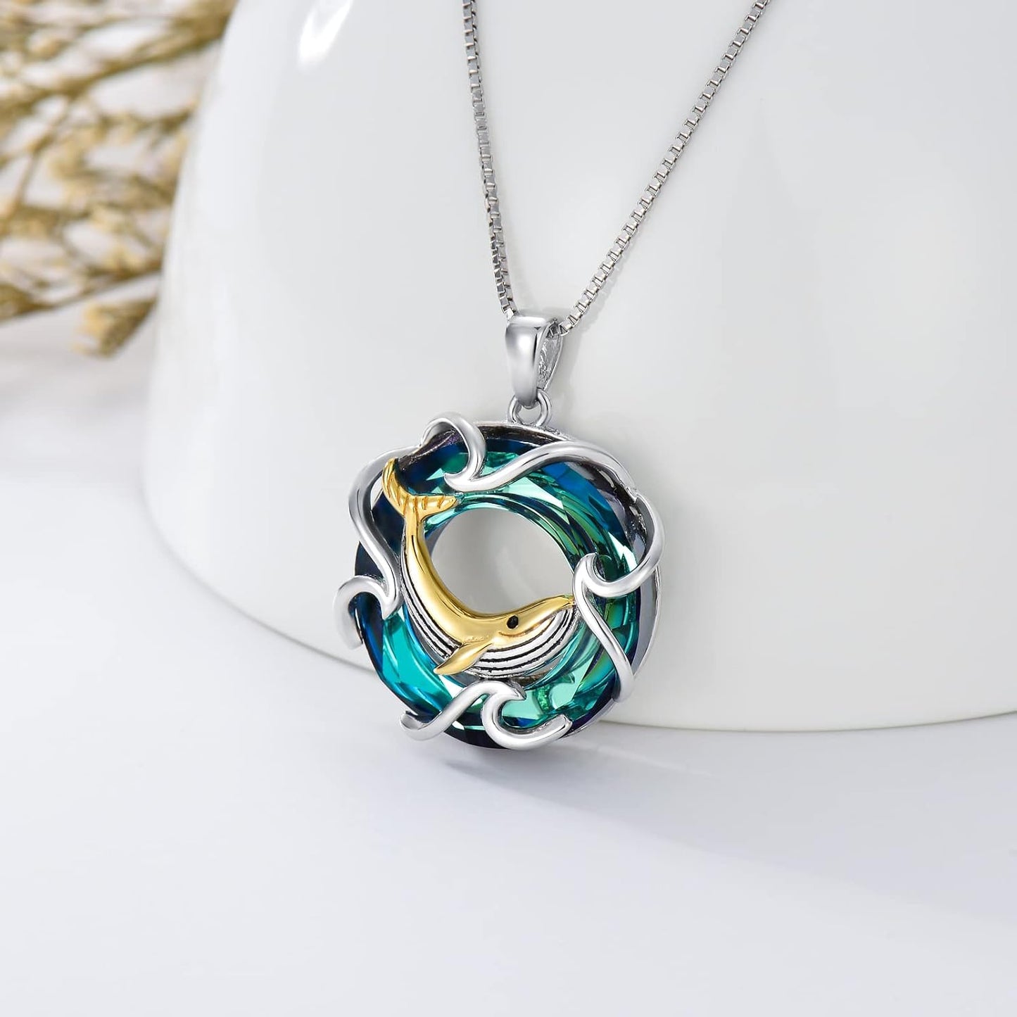 TOUPOP Collar de tortuga marina para mujer, plata de ley con tema o...