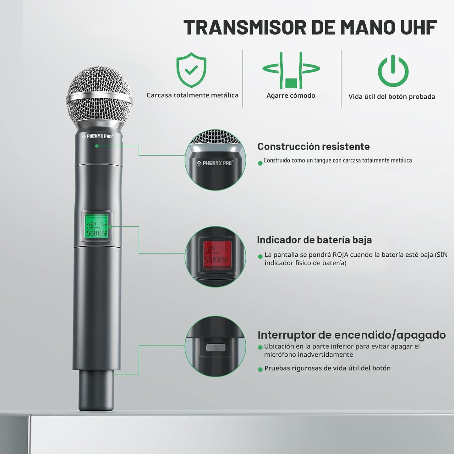 Phenyx Pro Sistema de Micrófono Inalámbrico, Micrófono Inalámbrico...