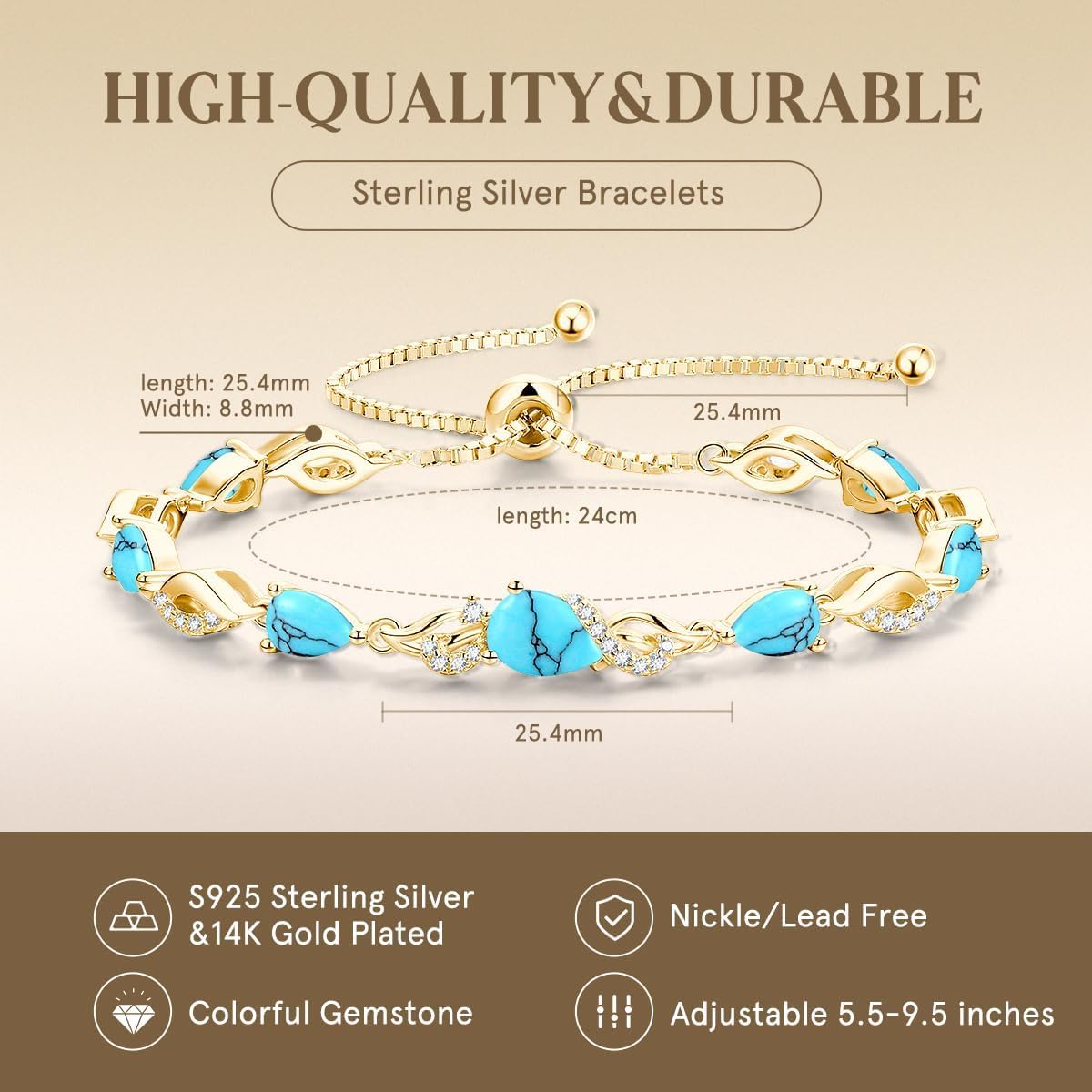 FANCIME Pulsera de tenis ajustable con piedra natal para mujer | Di...