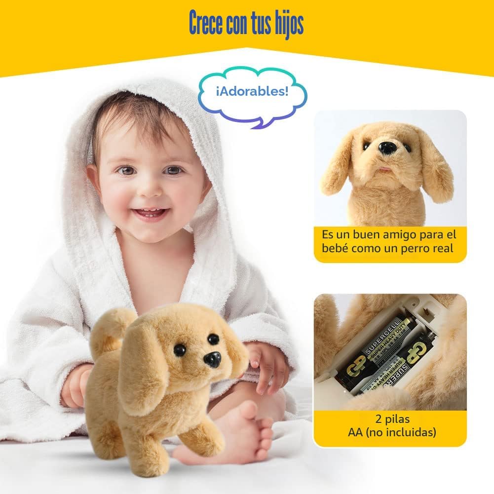 KSABVAIA Juguete de Peluche Golden Retriever Cachorro Perro Electró...