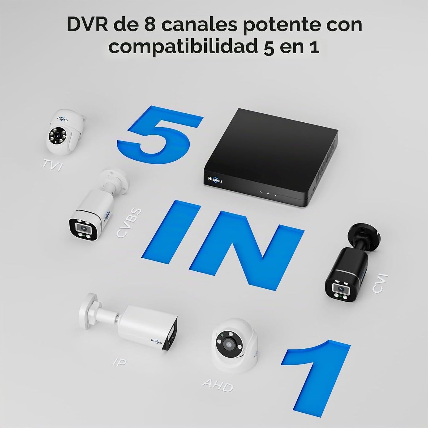 Hiseeu Sistema de cámara de seguridad para exteriores con cable 3K...