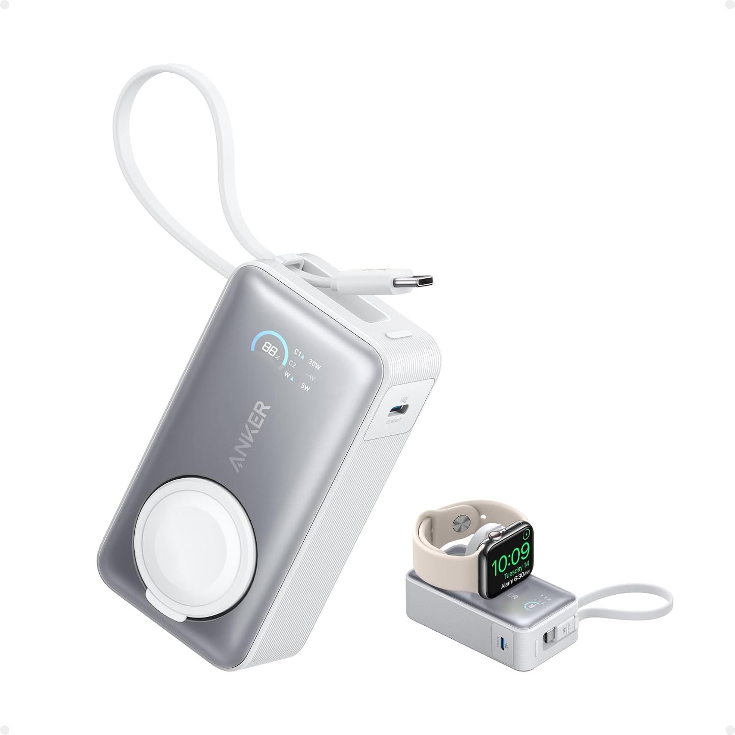 Anker MagGo Power Bank para Apple Watch, batería compacta de 10,000...