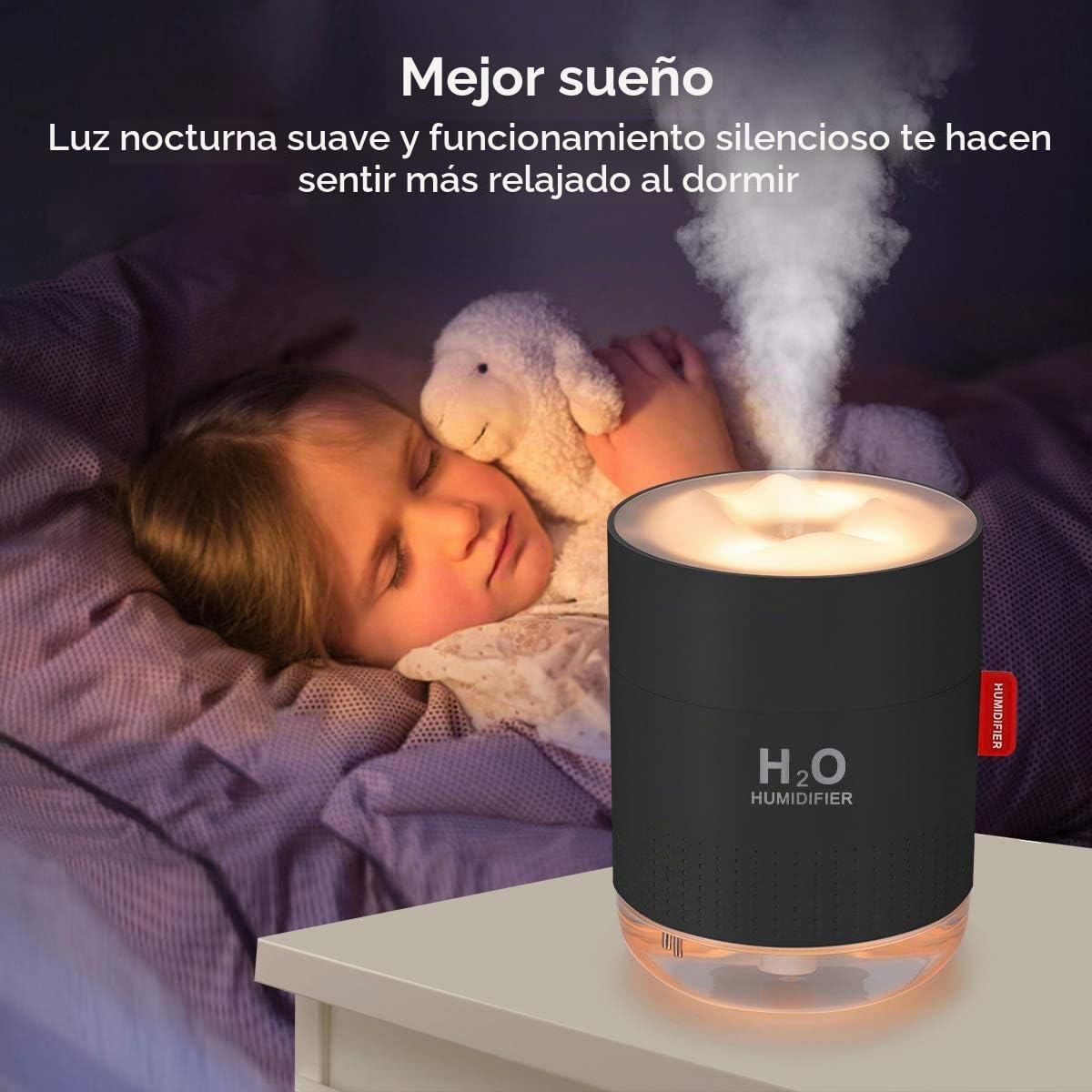 Mini humidificador portátil, humidificador pequeño de 16.9 fl oz pa...