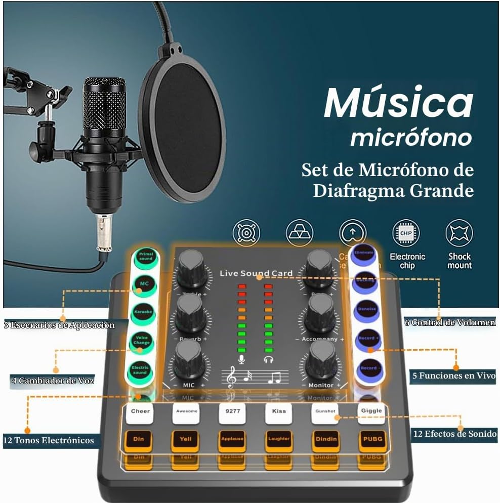 Paquete de equipo de podcast, paquete de estudio de grabación BM-80...