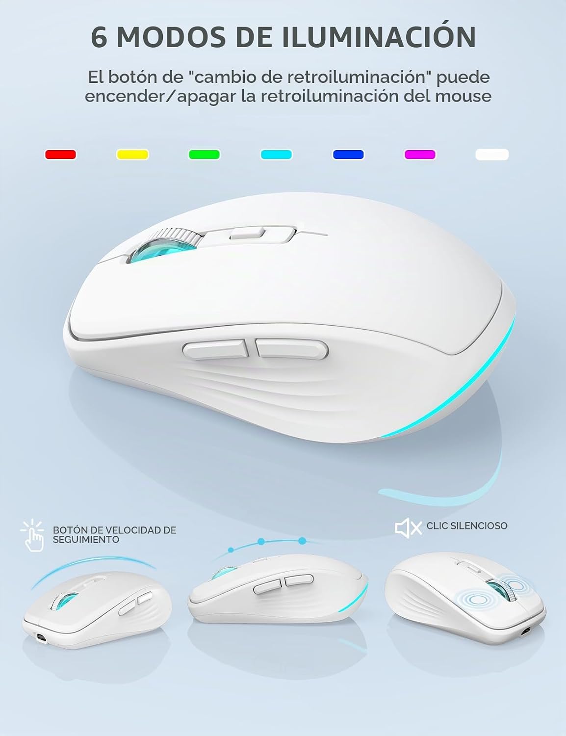 SABLUTE Combo de teclado y mouse inalámbricos retroiluminados, tecl...