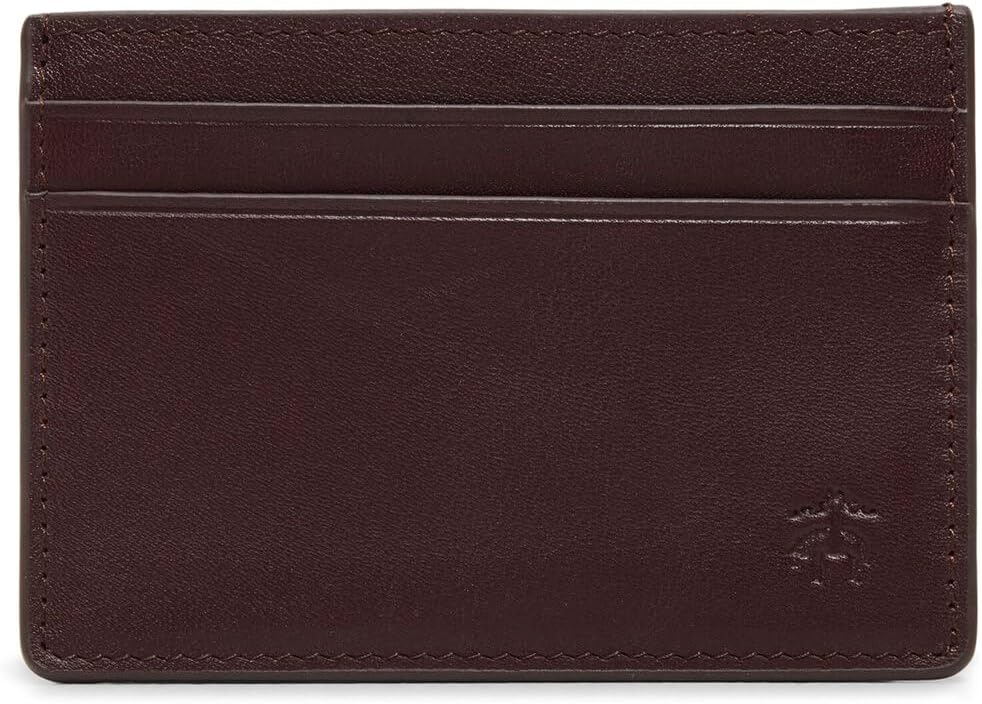 Brooks Brothers Cartera Portland Sofiano de cuero para hombre, Marr...