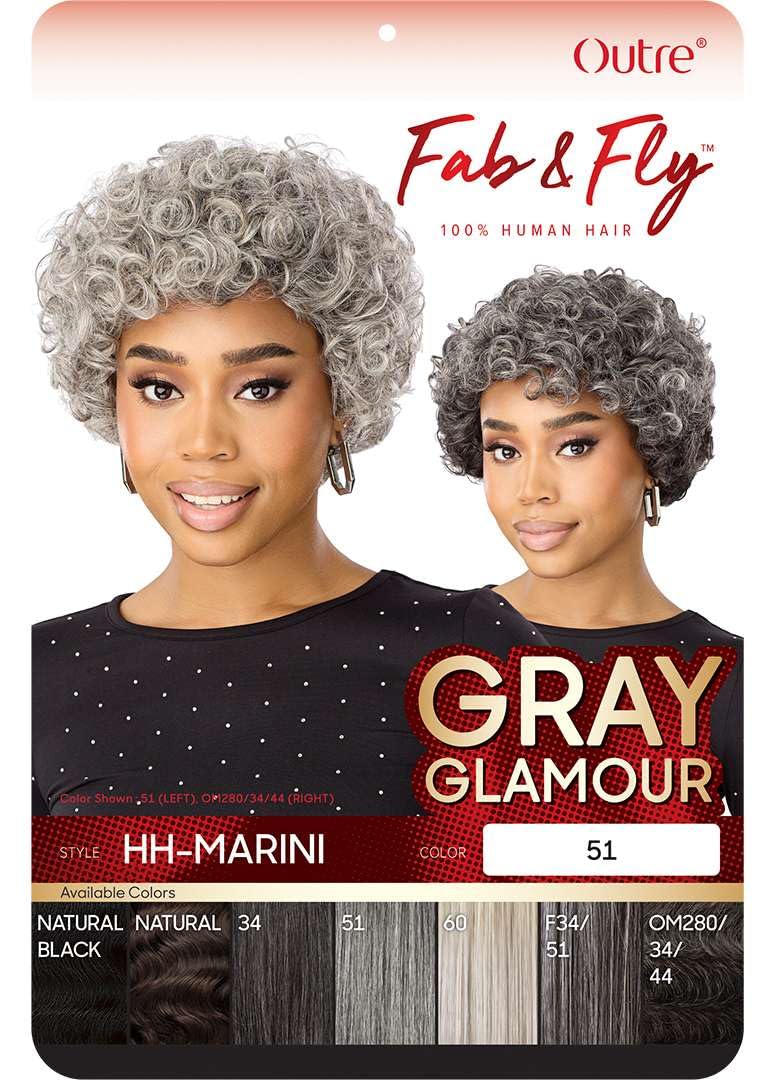 Outre Fab &amp; Fly Full Cap Peluca Gris Glamour - Cabello Humano -...