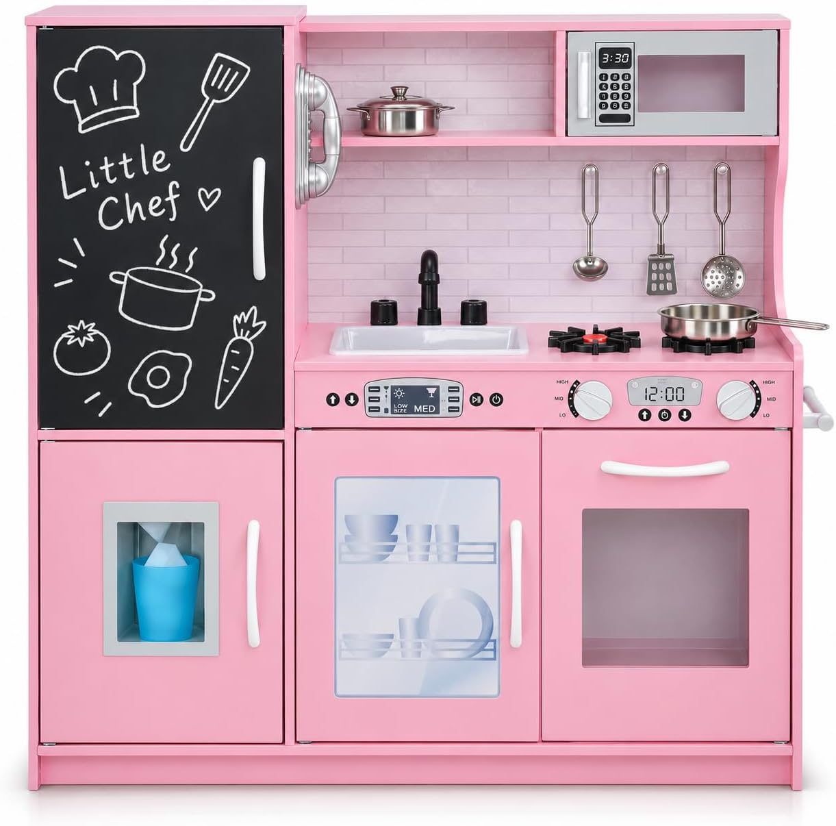 HONEY JOY Set de cocina de madera de juguete para niños, juego de s...