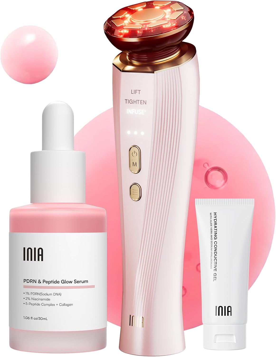 INIA FLARE - Dispositivo facial de microcorriente 3 en 1, terapia d...