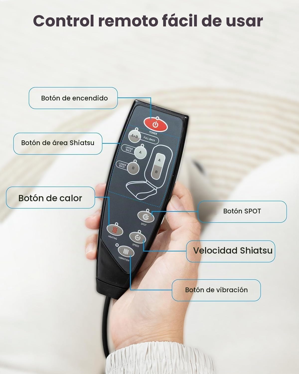 COMFIER - Masajeador Shiatsu de espalda completa para silla con cal...