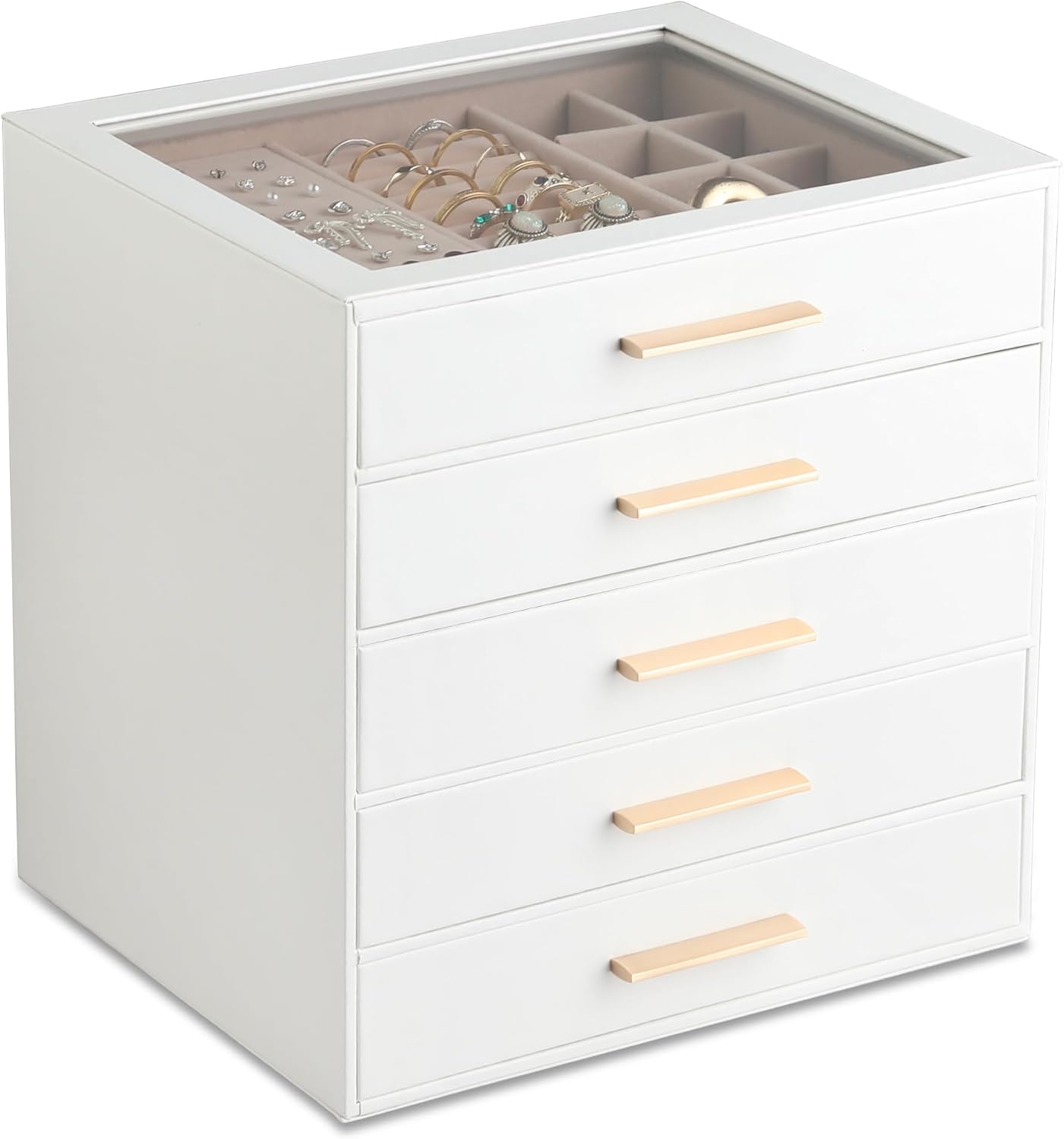 Caja de joyería Frebeauty con tapa transparente, organizador de joy...