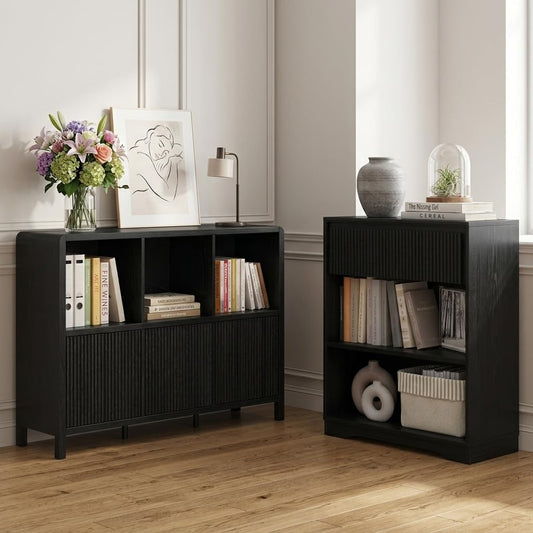 FATORRI Juego de librerías, estantería de Madera de 3 Niveles con c...