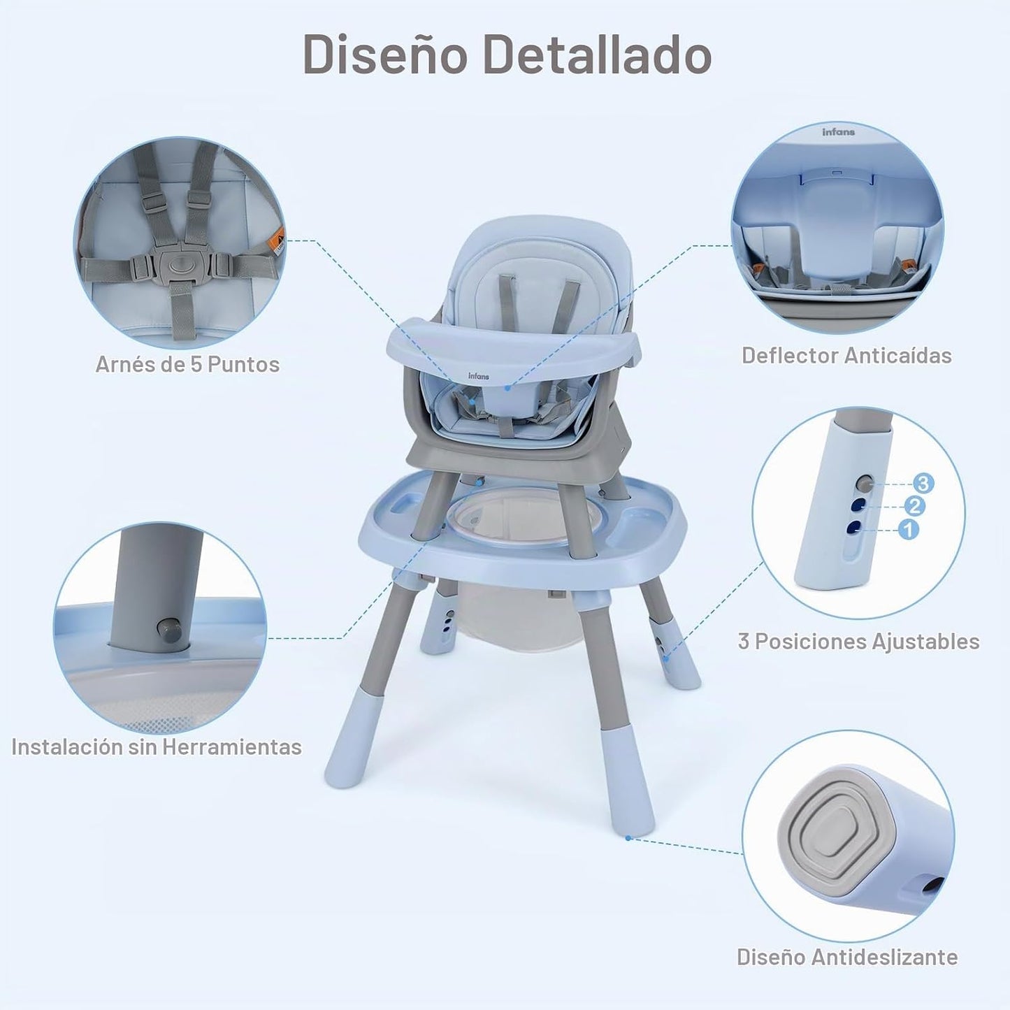 INFANS Silla alta 9 en 1, silla alta convertible para bebés y niños...