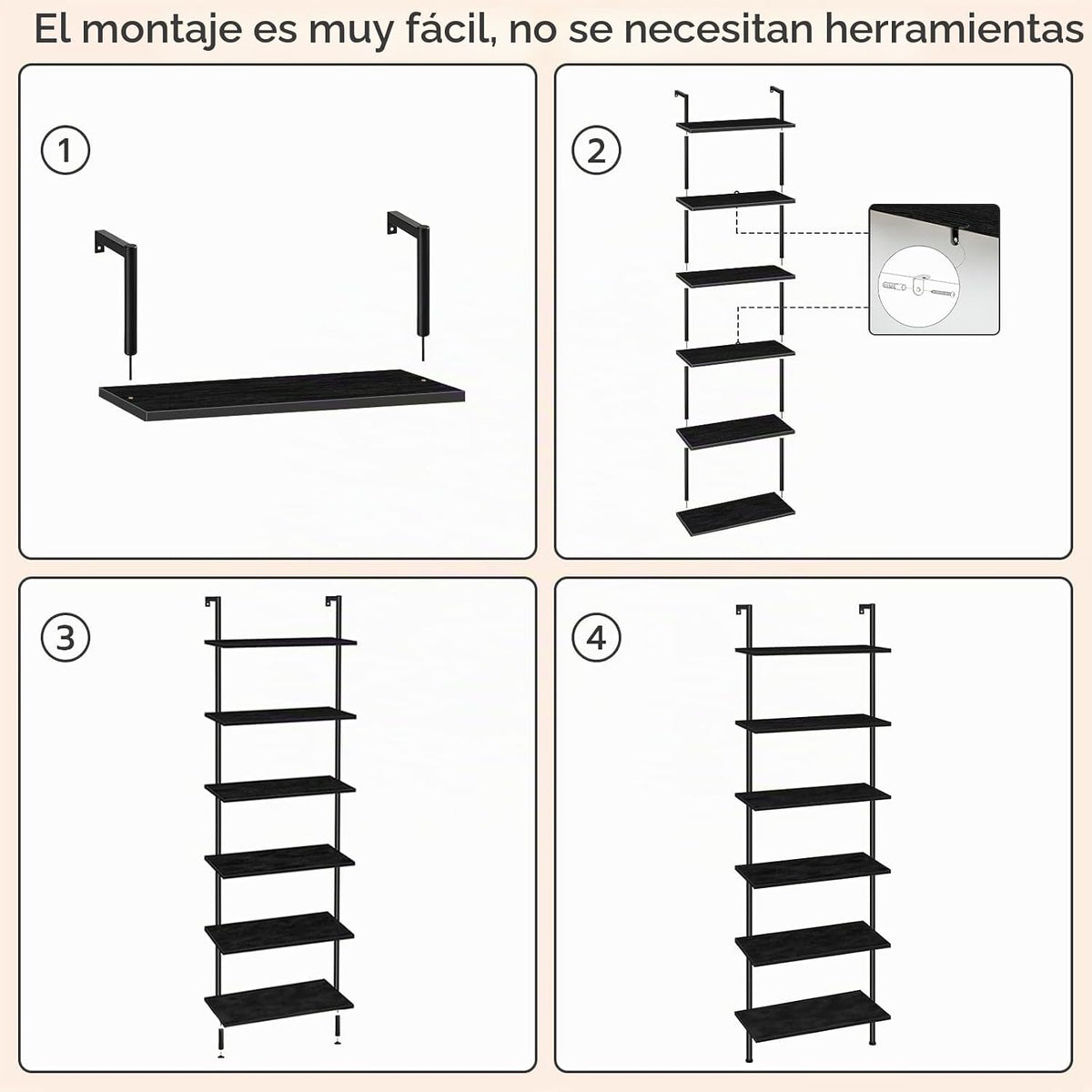 HOOBRO Estante de escalera de bricolaje, estantería de pared de 6 n...