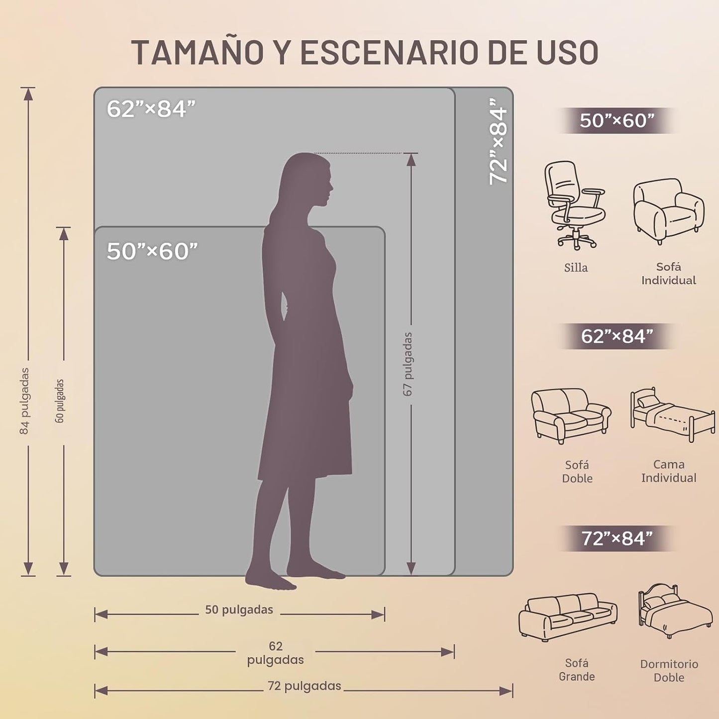 VENTIMI Manta térmica, 5 niveles de calor y 3 horas de apagado auto...