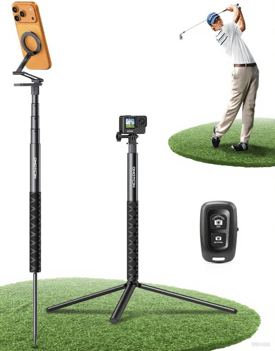 OMOTON CV08-B1 Trípode de golf y monopie, kit Pro 5 en 1 (soporte m...