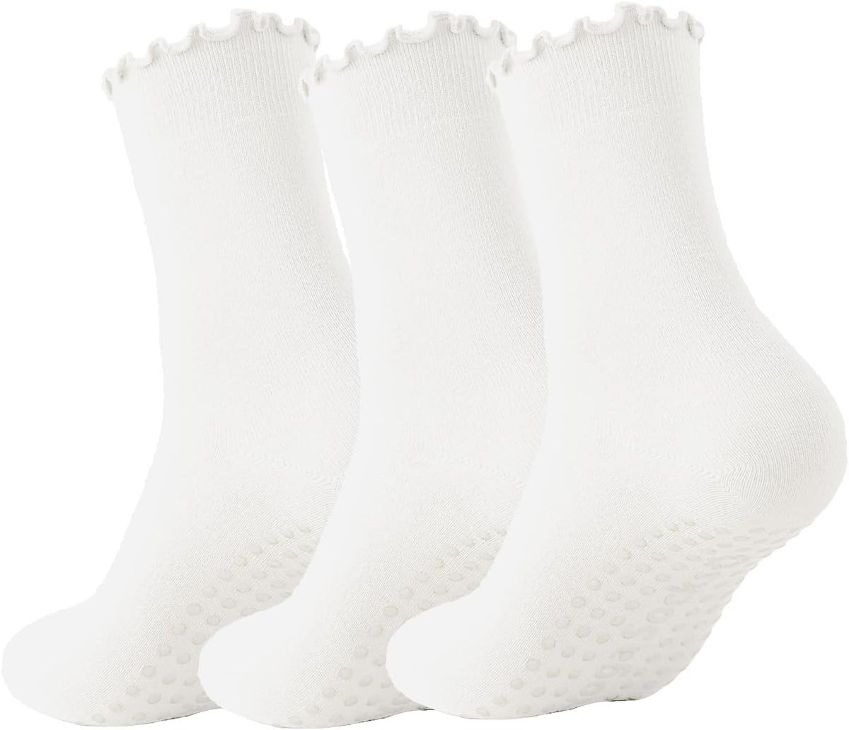 Ceoon 3 pares de calcetines de pilates con empuñaduras antideslizan...